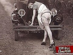 Vintage babe feeds the cock
