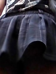 Seducing public with horny up skirt