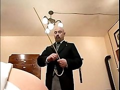Caned to tears in the headmaster's study - lovely blonde with blistered ass
