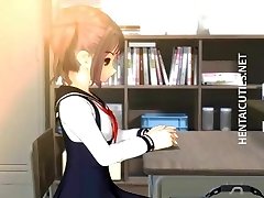 Slutty 3D hentai student gets slit toyed