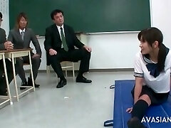 Asian gymnastic schoolgerl is getting wet