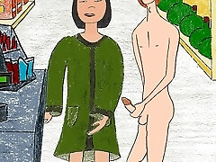 Buck flashes Miss Wong horny Asian granny at the shop
