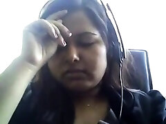 Bored Desi chubby on webcam plays with her boobie Bored Desi chubby on webcam plays with her boobie