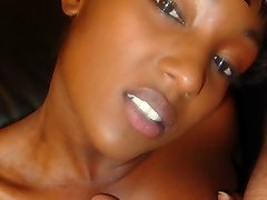 Beautiful black girl gets her tight black pussy a big creampie
