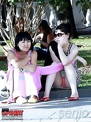 Unbearably hot panty up skirt look