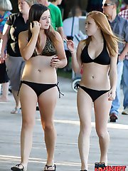 Bikini chicks hot summer day fun