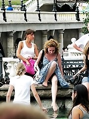 Young teen squeezes ass upskirt