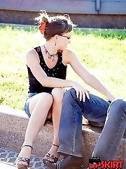 Unaware upskirt models in the streets