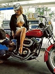 Lady fucked in a bikeshop