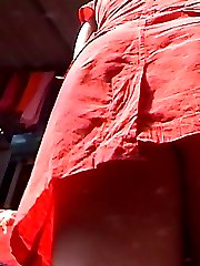 Lady in red`s ass upskirt