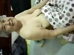 Japanese Granny with Saggy Tits Fucked