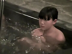Shy Asian cutie voyeured on cam bare in the pool nri099 00
