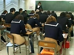 Public lovemaking with hot Asian schoolgirls during an exam