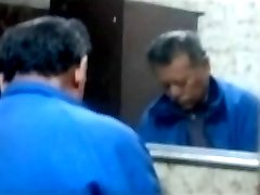 Older guy fucked in public bathroom