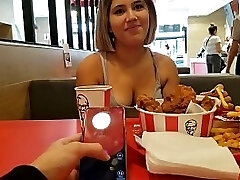 KFC public chubby control and creampie in the bathroom