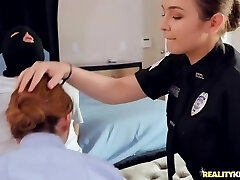 Two crazy cops don't mind having wild threesome for orgasm