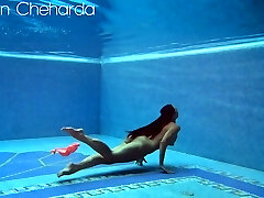 Hungarian bare Sazan Cheharda swimming teasing