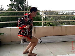 Cute housewife has fun without panties on the swing Slut flaps and shows her perfect vagina 1