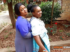 African Married Milfs Girl-on-girl Make Out In Public During Neighbourhood Party