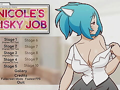 Nicole Risky Job Hentai game PornPlay Ep.4 the camgirl masturbated while gazing at her tits exposed