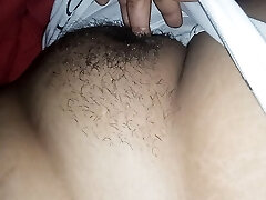 petting my wife's fat hairy pussy