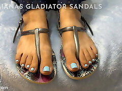 Havaianas gladiator sandals feetjob and cum on them