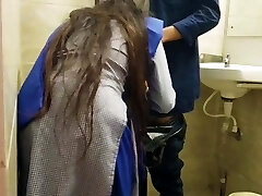 Indian college schoolgirl in H.O.D.'s bathroom