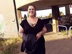 German round bbw teen picked up in public and fucked on street