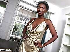 Amateur ebony model gets the job done right at the casting Point Of View Amateur ebony model gets the job done right at the casting Point Of View