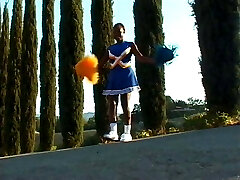 After fucking a black guy, a chubby cheerleader gets it on with a white one After fucking a black guy, a chubby cheerleader gets it on with a white one