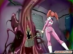 Caught redhead anime big boobies pummeled by mons