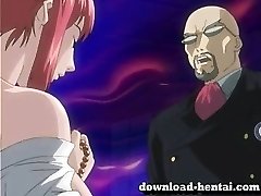 Tied huge-titted hentai babe gets hard fuck