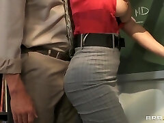 Beautiful lady Tanya Tate helps the tutor get comfortable in the school