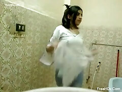 Cute Pakistani female bathing 