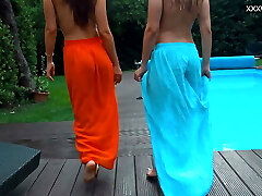 Pornographic Stars Irina and Angelica swimming together