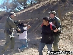 Cop banging a Latina babe up against at tree in the desert
