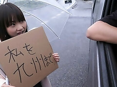 Japanese schoolgirl, Mikoto Mochida is inhaling a stranger's