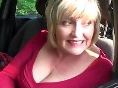 Phat tits Granny gives road head oudoors in car meet