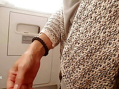nippleringlover horny cougar pissing on public rest room in airplane flashing pierced pussy and extreme pierced nipples
