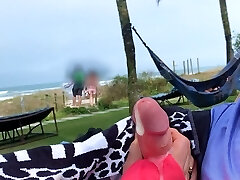 After her hand-job, I came right on the beach in front of vacationers!