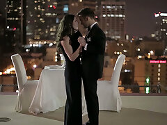 Romantic man Logan Pierce eats juicy kitty of his slim brunette Gf on the first date