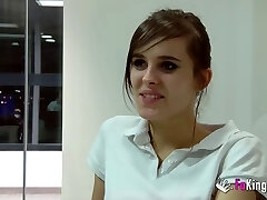 Ainara removes her clothes well-prepped to have her cooch explored