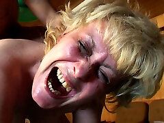 Nymphomaniac granny wails with happiness to be fucked again