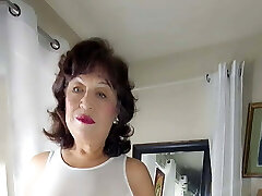 I love my mature wooly pussy, hips, breasts, & ass watched as I wiggle & wiggle in my see-through night gown
