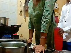 Indian hot wife got boned while cooking in kitchen