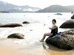Hot mexican inexperienced from Brazil Luara Amaral picked up on the beach and sex