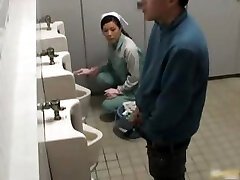 Asian girl is cleaning the wrong public part6