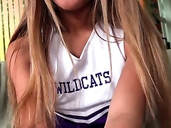 Tugging POV Asian cheerleader wanks fuck-stick