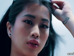 Surfer guy tears up an asian beauty