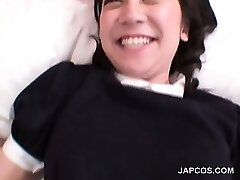 Chinese maid gets hairy beaver teased upskirt